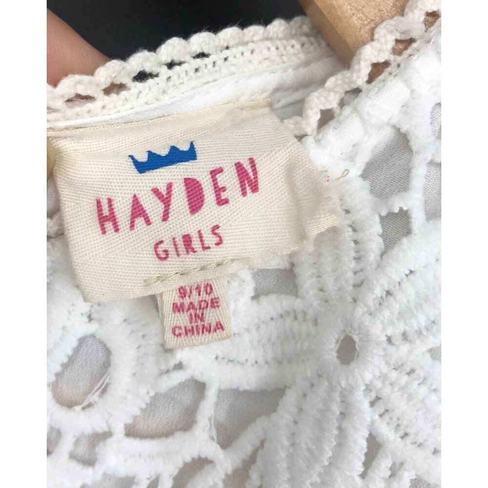 Hayden Girls White Lace Overlay Dress Girls 9/10 Back Zipper Easter Dance Church - Picture 3 of 8